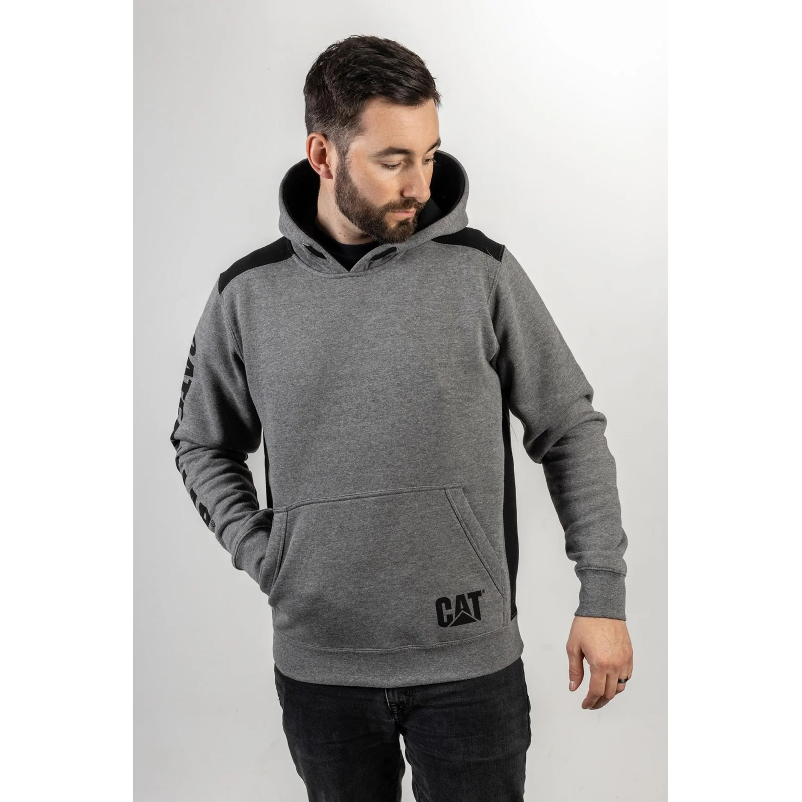 Logo Panel Hooded Sweatshirt Dark Heather Grey - Image 2