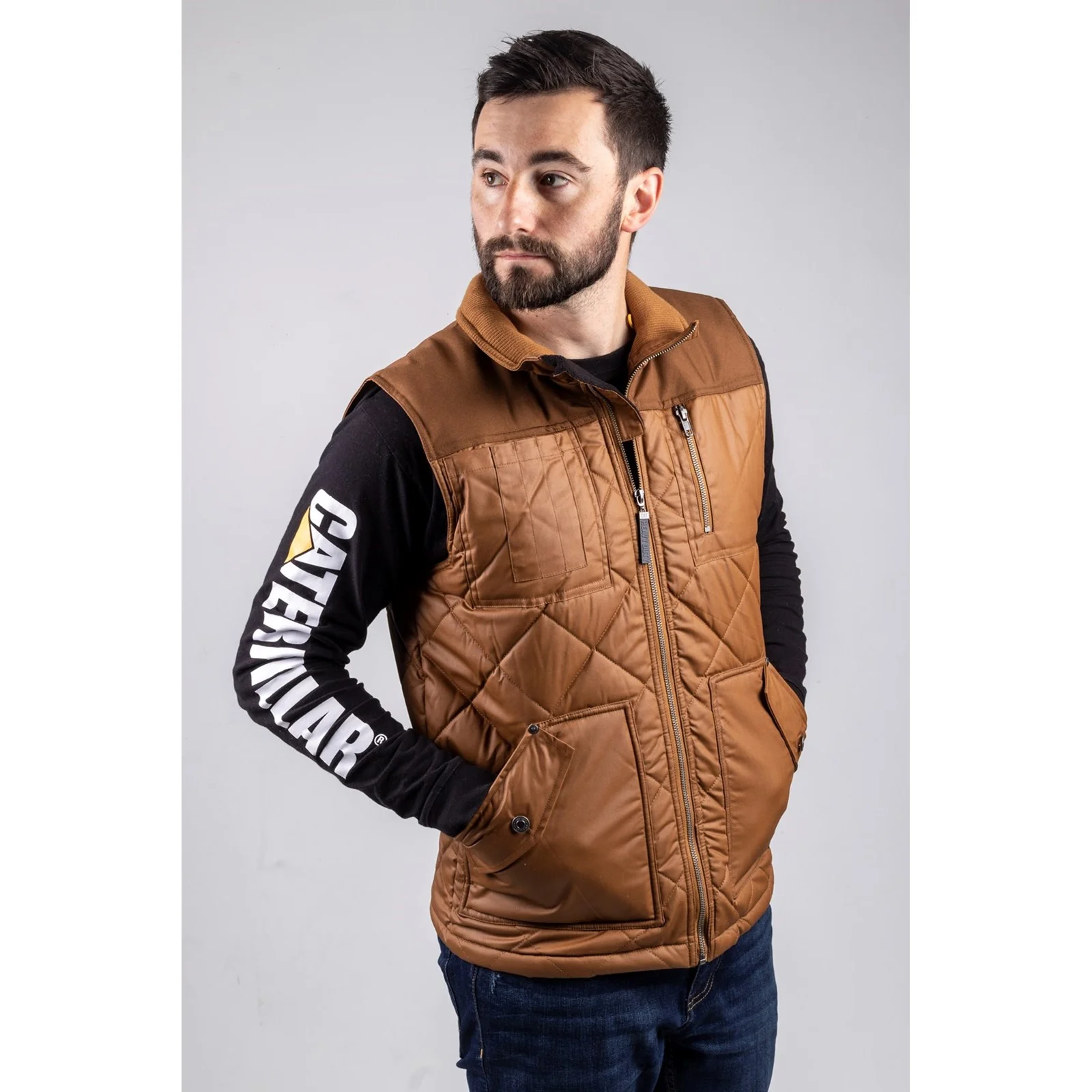 Waxed Cotton Vest  Bronze - Image 8