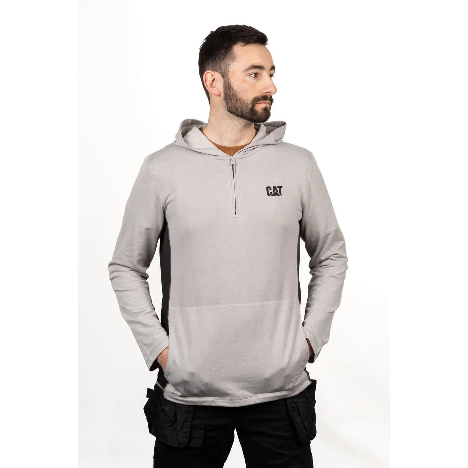 Coolmax Quarter Zip Hoodie  Heather Grey - Image 2