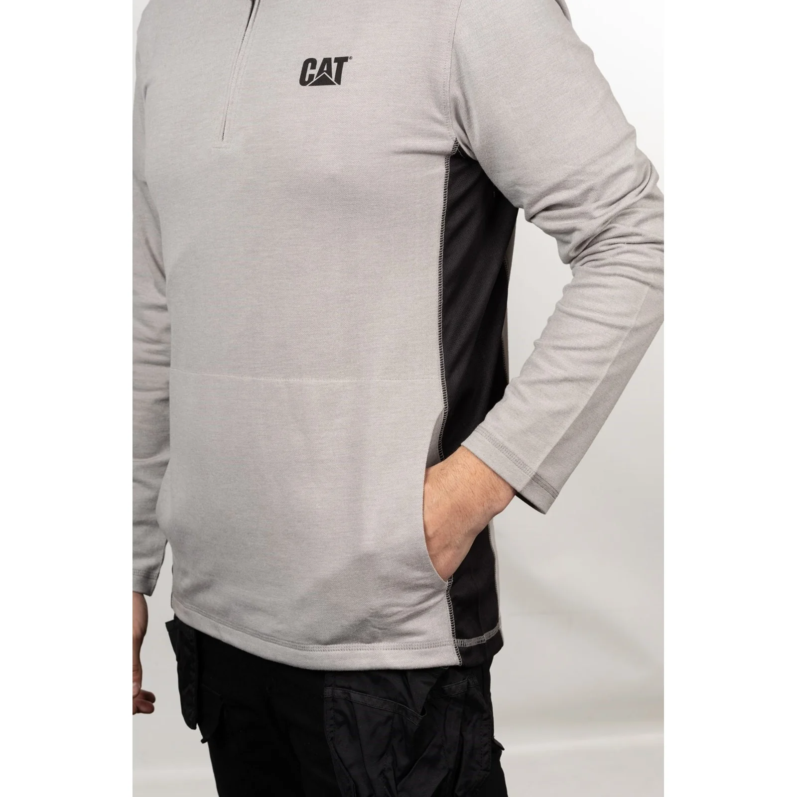 Coolmax Quarter Zip Hoodie  Heather Grey - Image 8