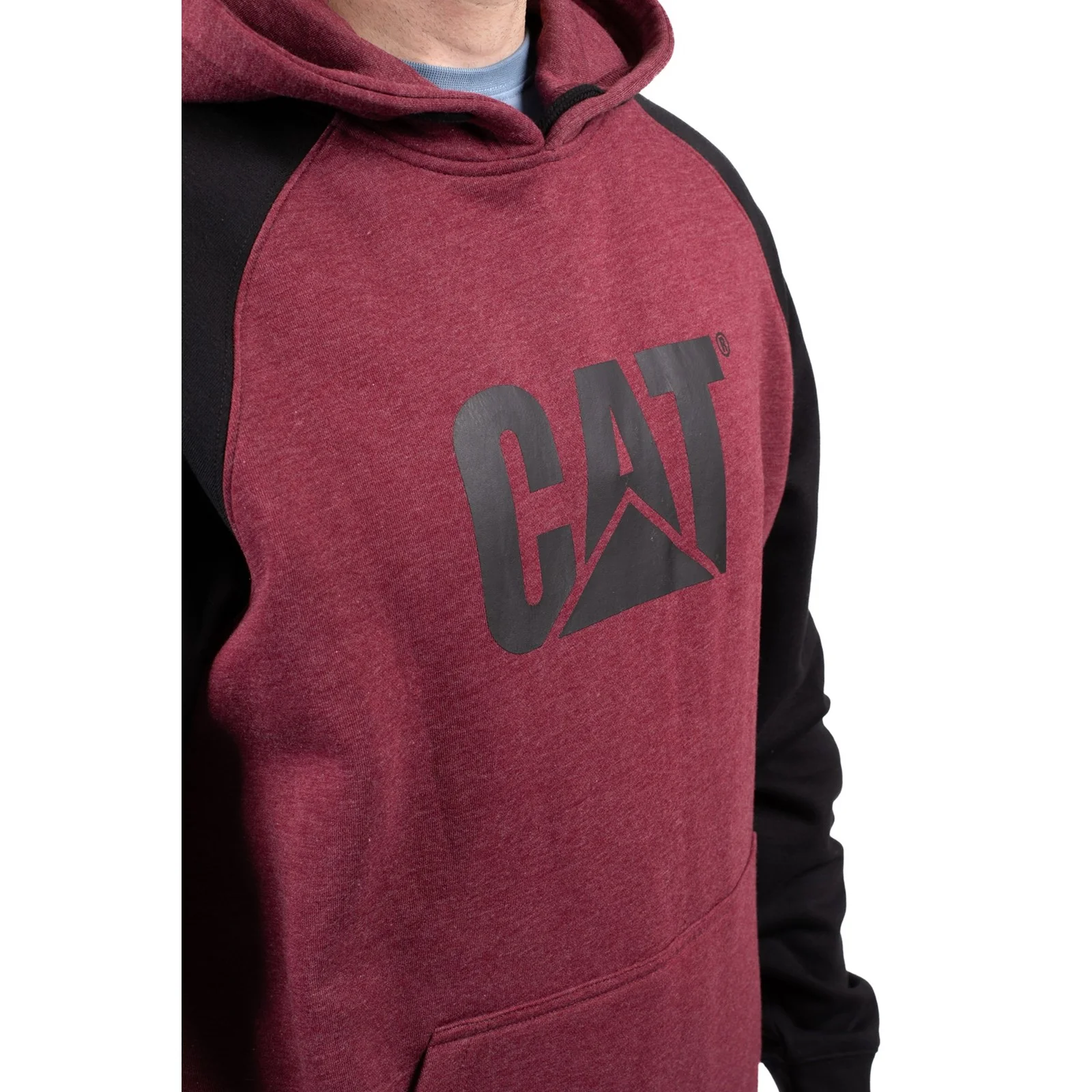 Raglan Hooded Sweatshirt  Carmenere Heather/Black - Image 6