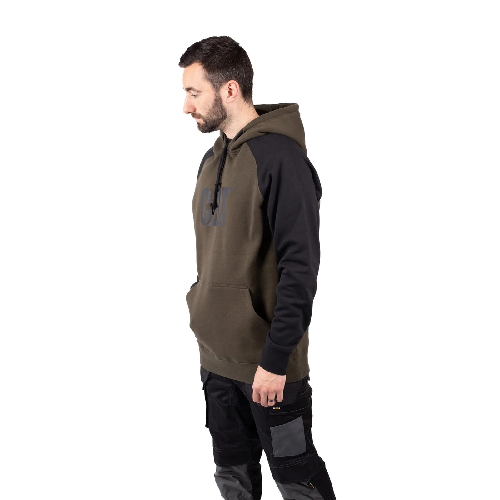 Raglan Hooded Sweatshirt  Army Moss/Black - Image 4